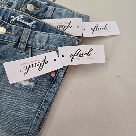 Ofluck Original Jeans Baby 18M Blue 2 Pairs Snap Closure Distressed Medium Wash - Picture 5 of 16